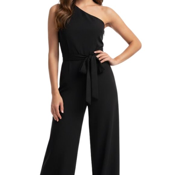 ✨ Chic & Elegant One-Shoulder Black Jumpsuit ✨ - Picture 3 of 4